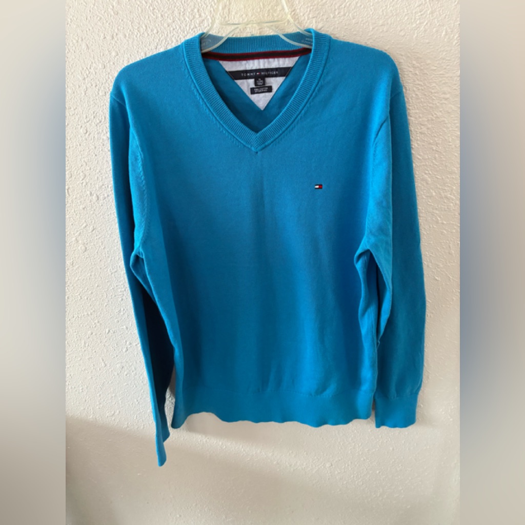 Tommy Hilfiger Pima Cotton Pullover Vee Neck Sweater